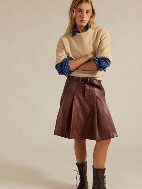 We The Free Vegan leather pleated skirt